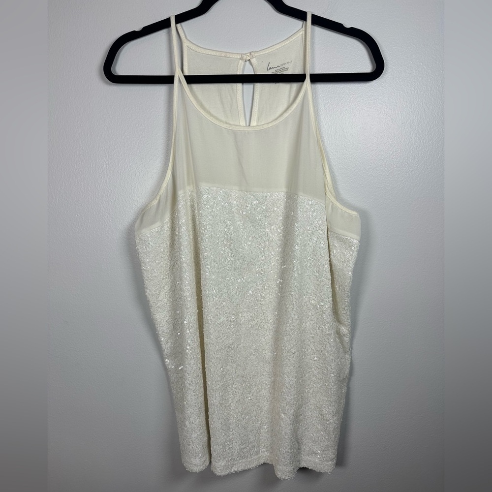 Lane Bryant cream and white Sequin Tank Topsize 18/20.